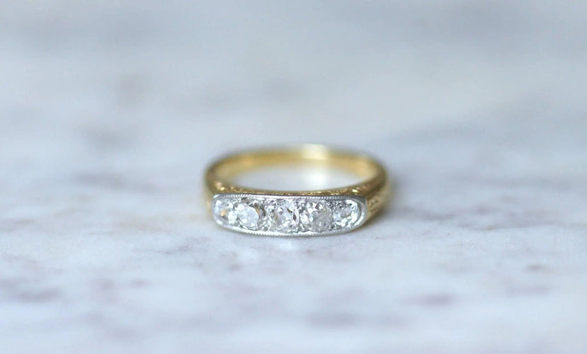 Bague 53.5 Bague jarretière Or jaune Platine Diamants 58 Facettes