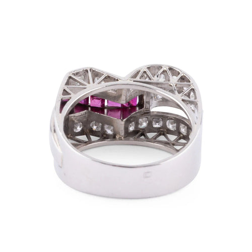 Bague Bague Tank Platine Diamant Rubis 58 Facettes 1