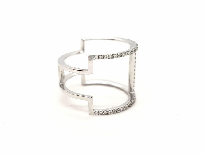 Bague 53 Bague Graphique Or blanc Diamant 58 Facettes 578789RV