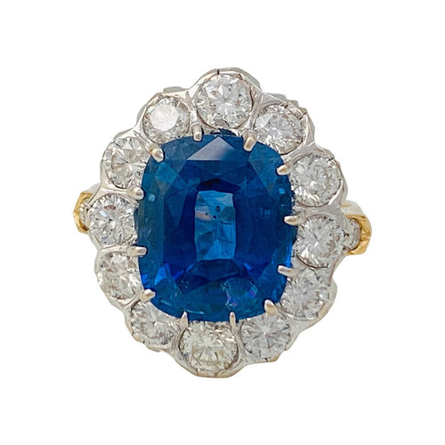 Bague Bague pompadour saphir, entourage diamants. 58 Facettes 31288