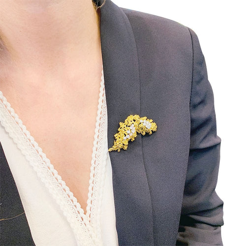 Broche Broche vintage Boucheron, or jaune, platine et diamants. 58 Facettes 32908