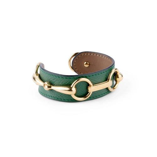Bracelet HERMES - Bracelet  en cuir et métal doré 58 Facettes 1