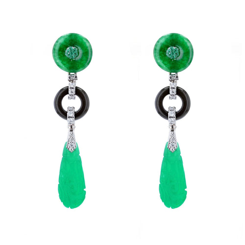 Boucles d'oreilles Boucles d'oreilles jades diamants agates 58 Facettes 22-197