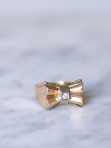 Bague Bague Tank Noeud or rose et diamants 58 Facettes