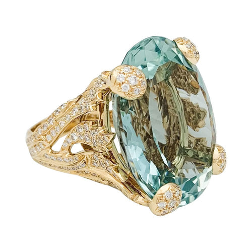 Bague 53 Bague Christian Dior, "Miss Dior", en or jaune, béryl vert et diamants. 58 Facettes 31775