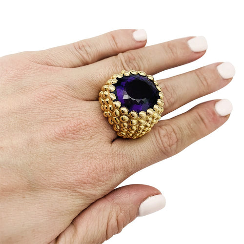 Bague 53 Bague Garnazelle or jaune, améthyste. 58 Facettes 30927