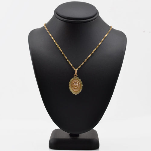 Pendentif Médaille ancienne ovale polylobée Vierge Marie 58 Facettes 6105B