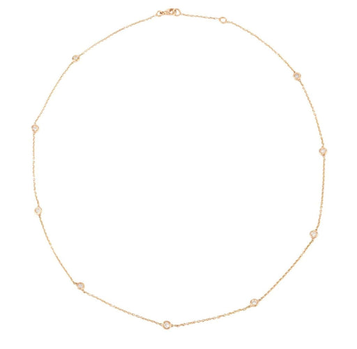 Collier Collier or jaune intercalé de 9 diamants sur maille forçat en sertis clos. 58 Facettes 0