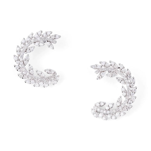 Boucles d'oreilles Boucles d'oreilles demi cercle Or gris Diamants 58 Facettes 1