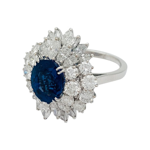 Bague 54 Bague à entourage, saphir et diamants. 58 Facettes 31629