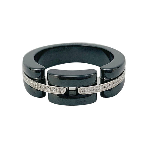 Bague 54 Bague Chanel "Ultra" en céramique, or blanc et diamants. 58 Facettes 31666