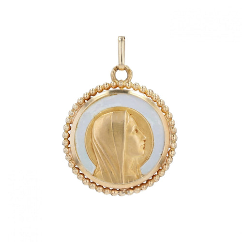 Pendentif Médaille Vierge Marie or jaune et nacre 58 Facettes 22-419A