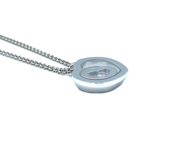 Collier Chopard. Happy Spirit, pendentif or blanc 18K et diamant 58 Facettes