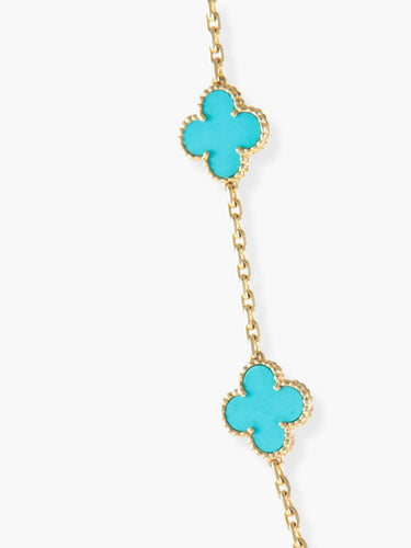 Collier Van Cleef & Arpels - Collier Alhambra en or jaune et turquoise 58 Facettes