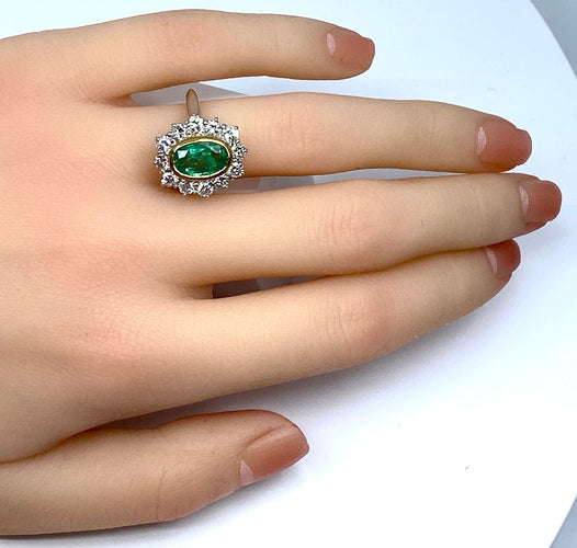 Bague 51 Bague marguerite Emeraude Diamants 58 Facettes AB203