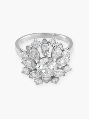 Bague 49 Bague Art Déco or blanc, platine et diamants 58 Facettes 858