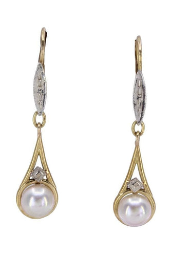 Boucles d'oreilles Dormeuses perles Art Deco 58 Facettes 080101