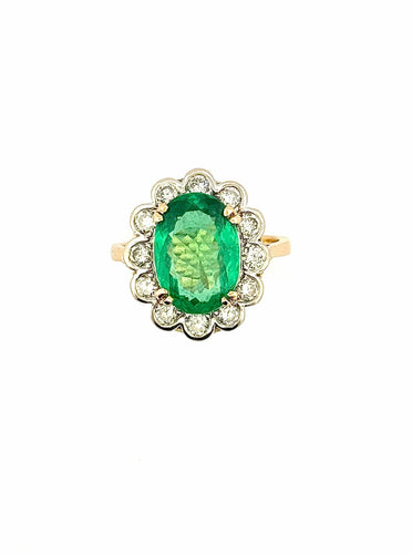 Bague 57 Bague Pompadour émeraude naturelle et diamants 58 Facettes