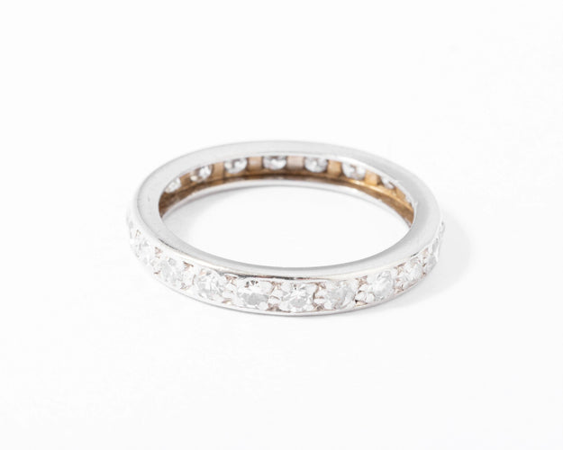 Bague Alliance américaine en platine et diamant 58 Facettes 0
