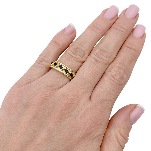 Bague 53 Bague Hermès vintage or jaune, saphirs. 58 Facettes 33213