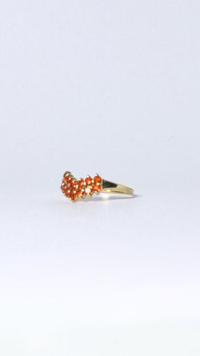 Bague 57 Bague chevron vintage avec opales de feu orange 58 Facettes 2309023