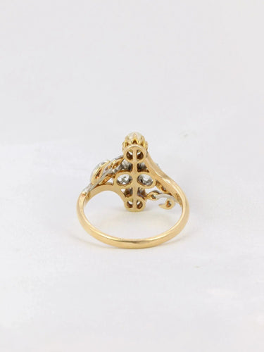 Bague 56.5 Bague Art Nouveau 2 Ors Diamants Perles 58 Facettes J174