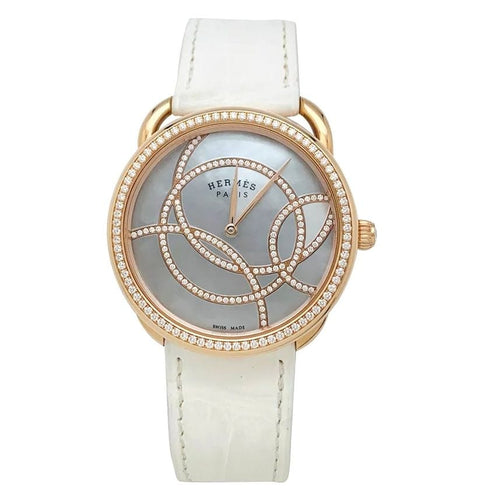 Montre Montre Hermès "Arceau", or rose, diamants et cuir. 58 Facettes 31677