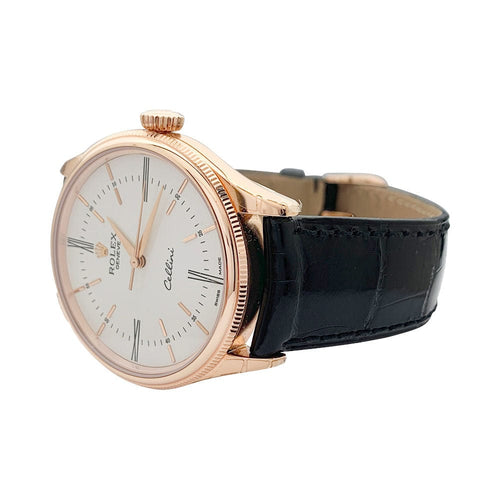 Montre Montre Rolex, "Cellini", or rose, cuir. 58 Facettes 32065