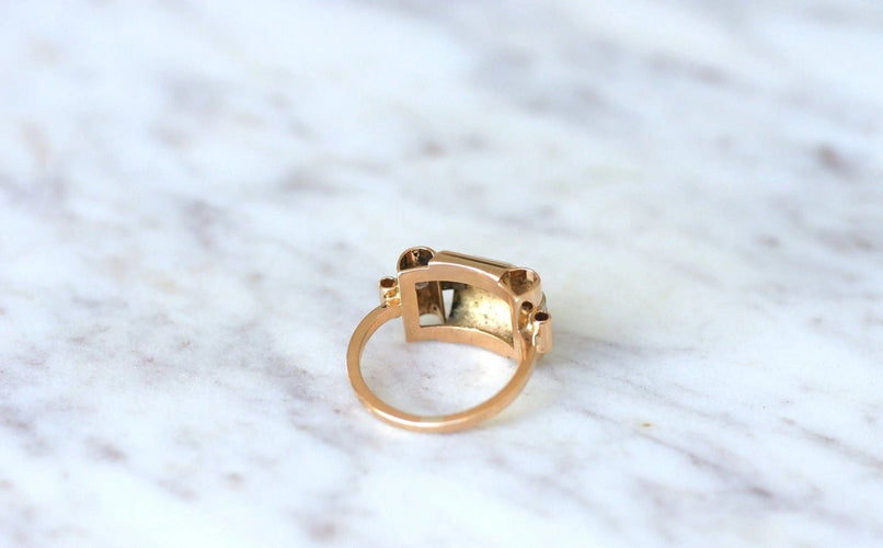 Bague Bague Tank or rose, platine et diamants 58 Facettes