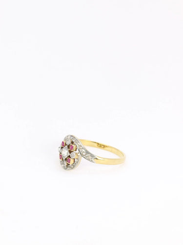 Bague Bague tourbillon ancienne diamants et rubis 58 Facettes J124