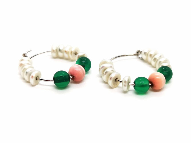 Boucles d'oreilles Boucles d'oreilles Créoles Or blanc Perles 58 Facettes 1672442CD
