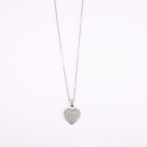 Pendentif Pendentif coeur diamants, or gris 58 Facettes