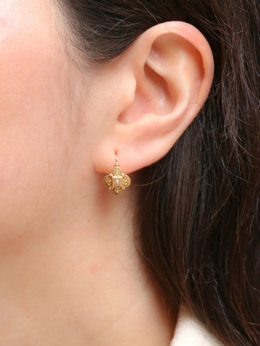 Boucles d'oreilles Dormeuses Napoléon III Or jaune Perle fine 58 Facettes J268