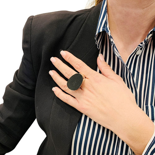 Bague 53 Bague Hermès, "Centaure", or rose, jade noir, diamants. 58 Facettes 30893
