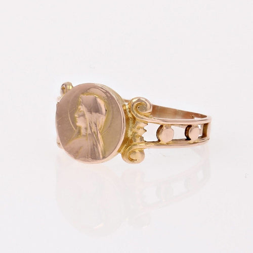 Bague 46 Bague ancienne or rose Vierge Marie 58 Facettes 22-519