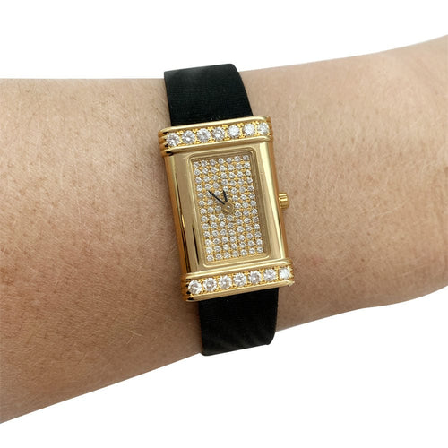 Montre Montre OJ Perrin or jaune et diamants, bracelet cuir. 58 Facettes 30665
