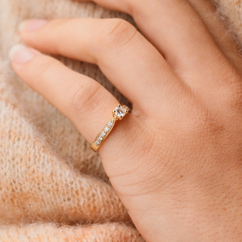 Bague Solitaire en or jaune et diamants 58 Facettes 20620