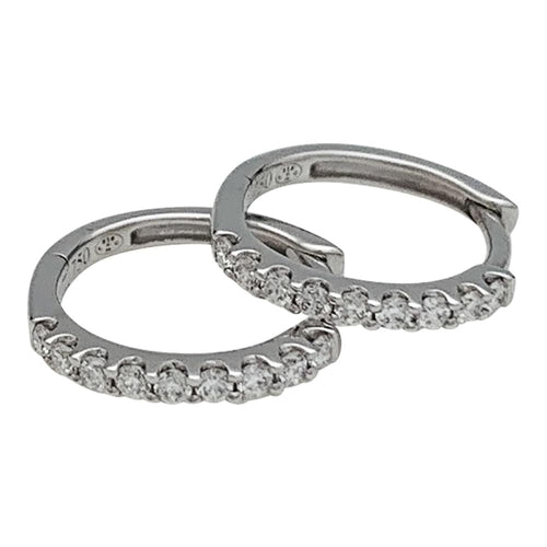 Boucles d'oreilles Paire de petites créoles en or blanc, diamants. 58 Facettes 32668
