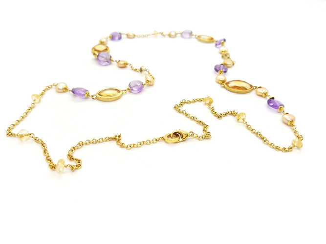 Collier Collier Sautoir Or jaune Citrine 58 Facettes 06600CD