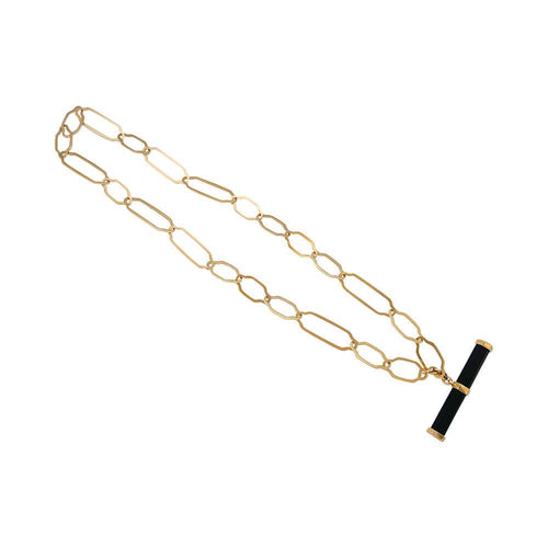 Collier Sautoir Pomellato, "Victoria", or rose, jais. 58 Facettes 33269