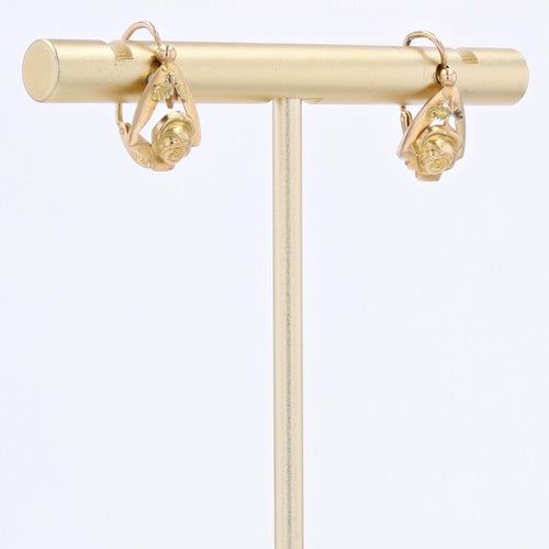 Boucles d'oreilles Dormeuses anciennes roses en or jaune 58 Facettes 15-285