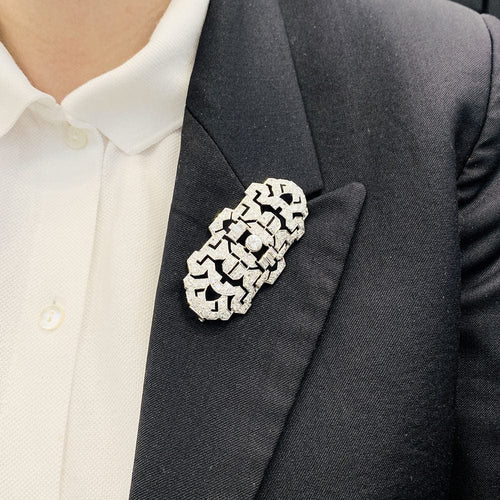 Broche Broche Art Déco, platine et diamants. 58 Facettes 33343