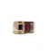 Bague 48 / Jaune / Or 750 et Platine 950 Bague Tank Diamants et Rubis synthétique 58 Facettes 210099R