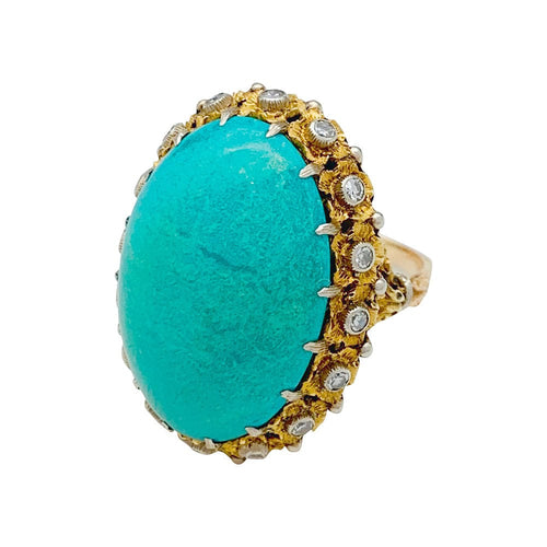 Bague 52 Bague Buccellati, trois ors, diamants, turquoise. 58 Facettes 31137
