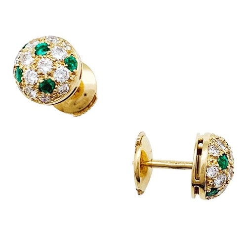 Boucles d'oreilles Boucles d'oreilles Cartier, "Mimi", or jaune, diamants, émeraudes. 58 Facettes 30968