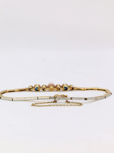 Bracelet Bracelet Belle Epoque 2 Ors Perle fine Diamants Saphirs 58 Facettes J292