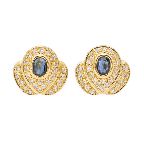 Boucles d'oreilles Boucles d'oreilles Puces Or jaune Saphir 58 Facettes 2378032CN