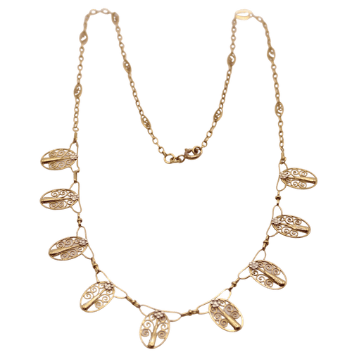 Collier Collier ancien, Draperie, Or jaune 18 carats, Filigrane 58 Facettes