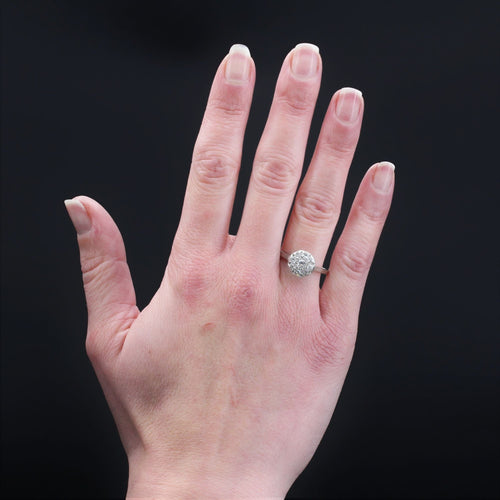 Bague 59 Bague ancienne ronde diamants 58 Facettes 22-479