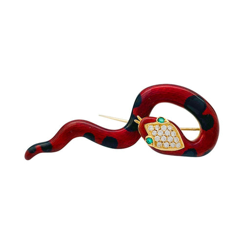 Broche Broche David Webb, "Serpent", émail, diamants et émeraudes. 58 Facettes 31590